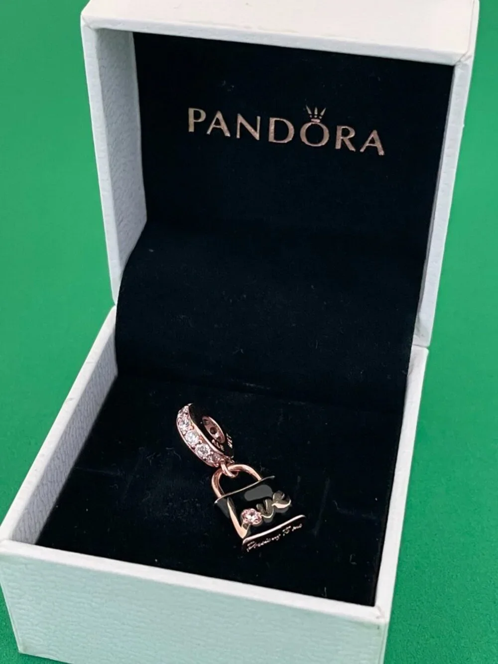 Pandora Love Padlock Dangle Charm | Rose Gold-Plated silver Charm - Picture 2 of 5